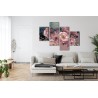 Mehrteiliges Bild Blumenstrauß Und Ein Schmetterling