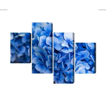 Mehrteiliges Bild Blaue Hortensienblüten Aus Nächster Nähe