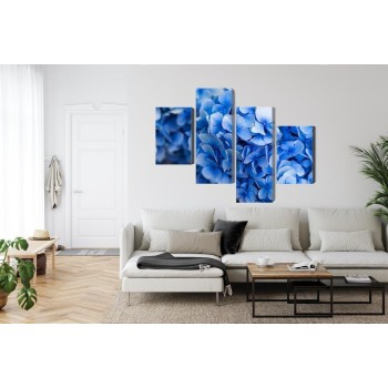 Mehrteiliges Bild Blaue Hortensienblüten Aus Nächster Nähe