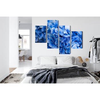 Mehrteiliges Bild Blaue Hortensienblüten Aus Nächster Nähe