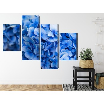 Mehrteiliges Bild Blaue Hortensienblüten Aus Nächster Nähe