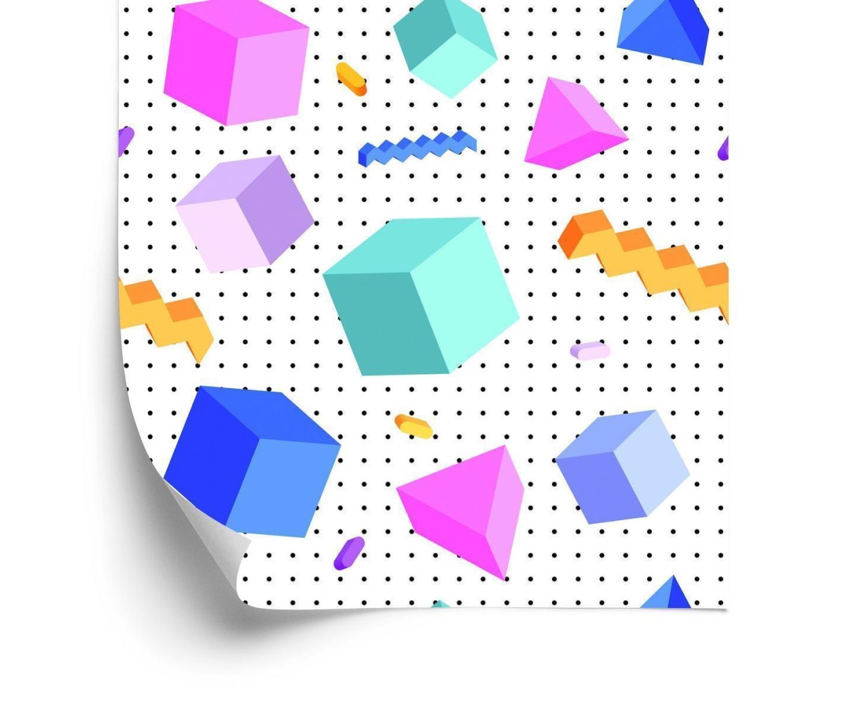 Tapete Geometrische 3D-Würfel Kinderzimmer