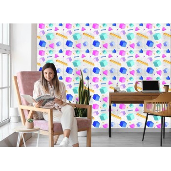 Tapete Geometrische 3D-Würfel Kinderzimmer