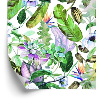 Tapete Tropische Blätter Blumen