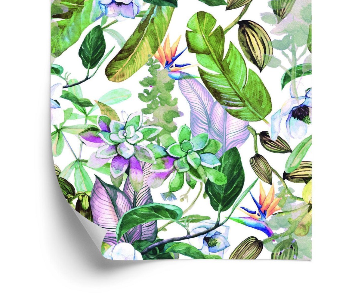 Tapete Tropische Blätter Blumen
