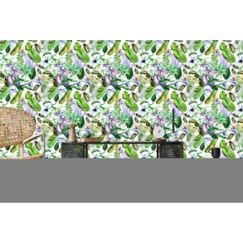 Tapete Tropische Blätter Blumen