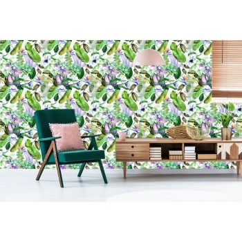 Tapete Tropische Blätter Blumen