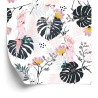 Tapete Papageien Tropenblätter Und Blumen