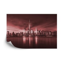Fototapete Sonnenaufgang In New York City In Rot