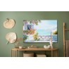 Leinwandbild Meer Mit Haus Und Blumen