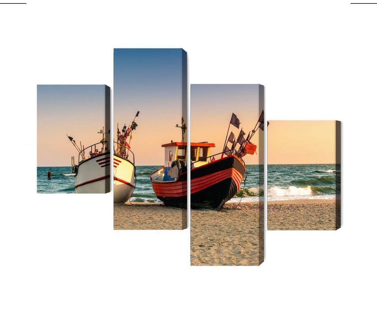 Mehrteiliges Bild Fischerboote Am Strand