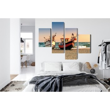 Mehrteiliges Bild Fischerboote Am Strand