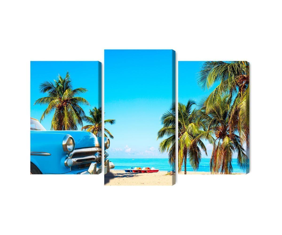 Mehrteiliges Bild Varadero Beach In Kuba Und Ein Amerikanisches Auto