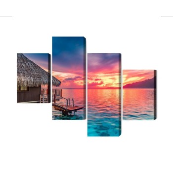 Mehrteiliges Bild Sonnenuntergang Über Dem Südpazifik