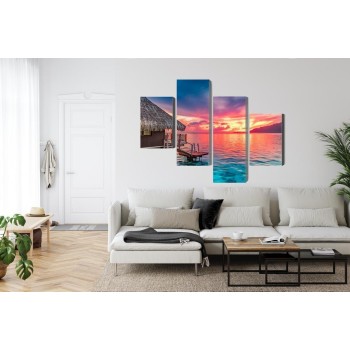 Mehrteiliges Bild Sonnenuntergang Über Dem Südpazifik