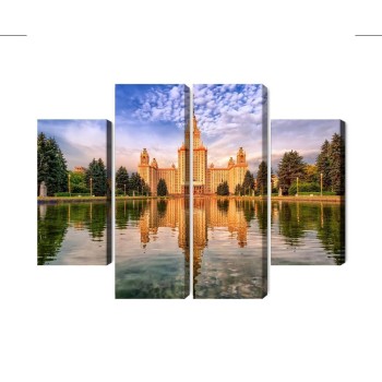 Mehrteiliges Bild Blick Auf Das Gebäude Der Staatlichen Universität Moskau