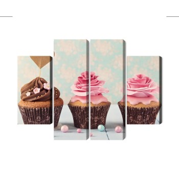 Mehrteiliges Bild Muffins Mit Sahne