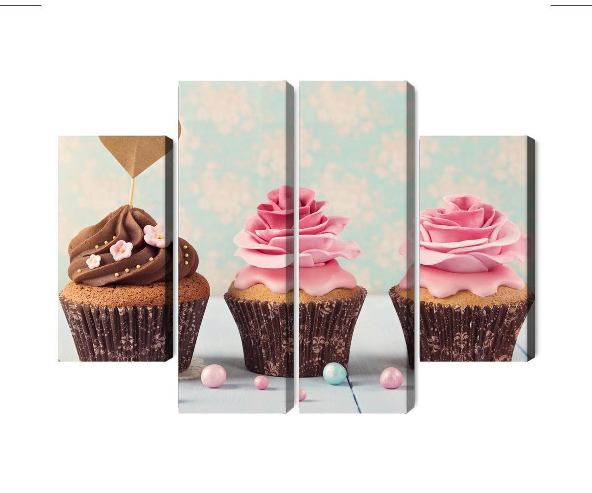Mehrteiliges Bild Muffins Mit Sahne