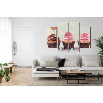 Mehrteiliges Bild Muffins Mit Sahne