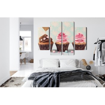 Mehrteiliges Bild Muffins Mit Sahne