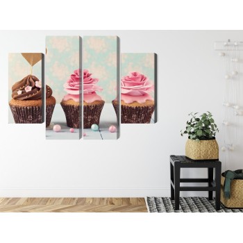 Mehrteiliges Bild Muffins Mit Sahne