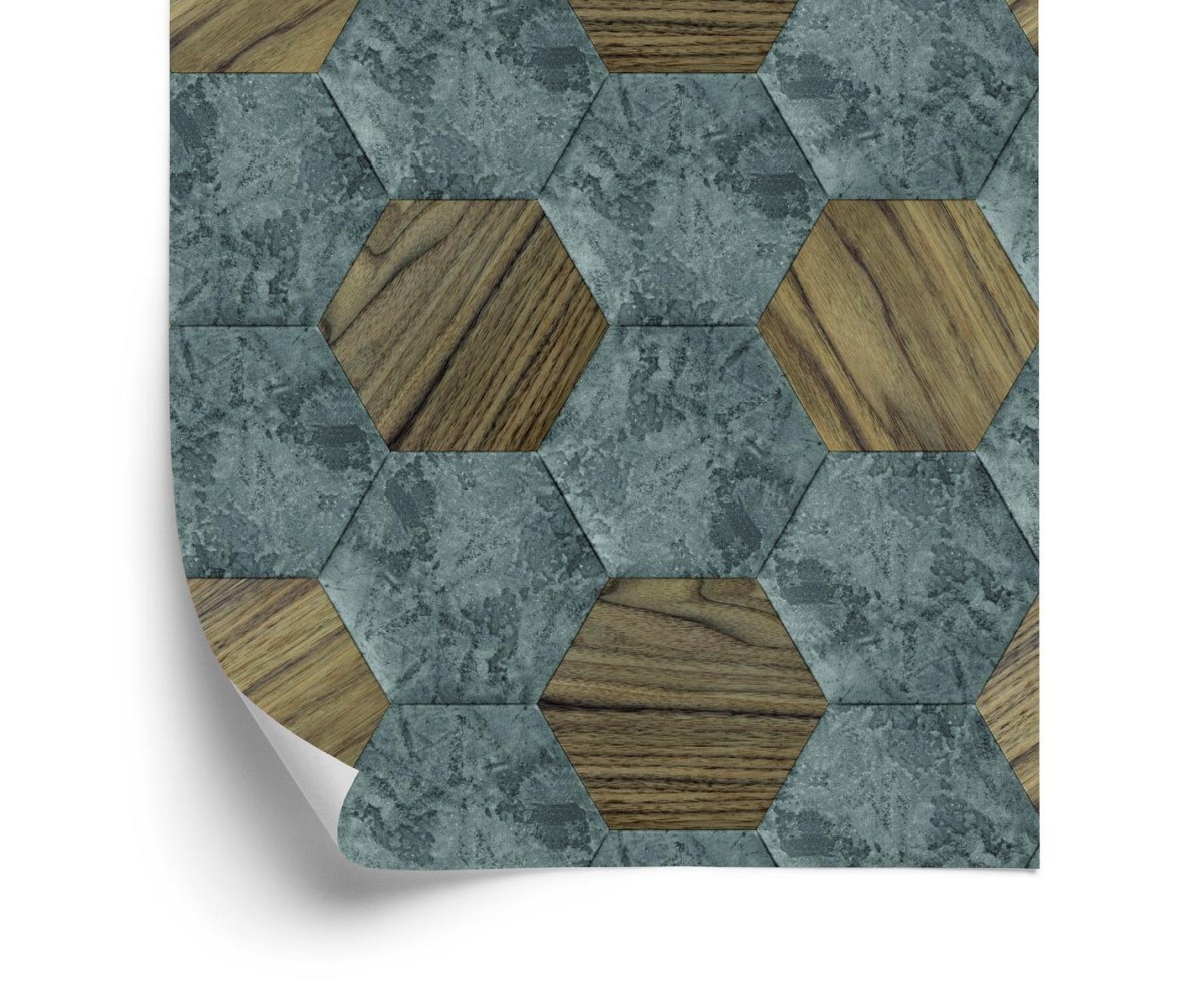 Tapete Konkretes Holz 3D-Muster