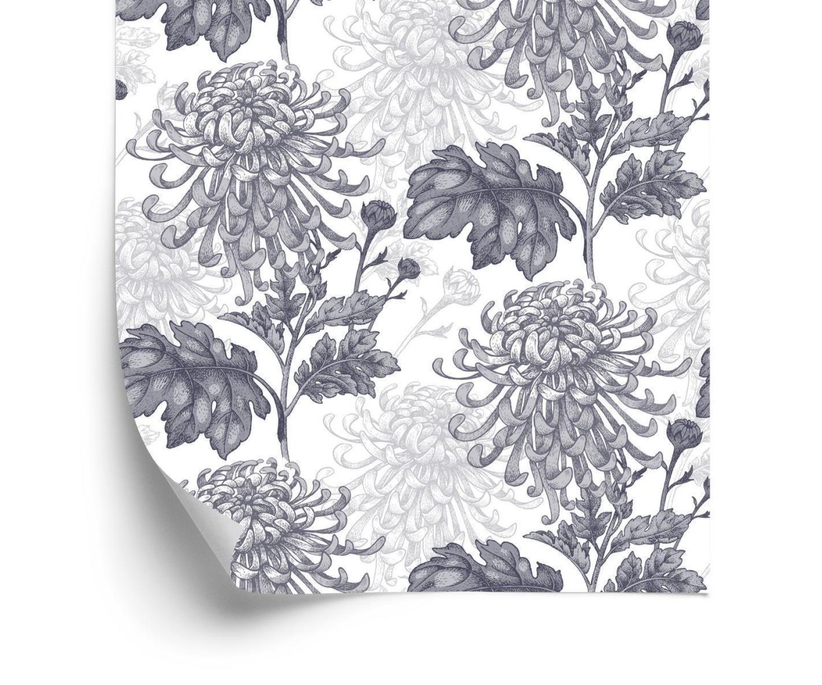 Tapete Schwarze Und Weiße Chrysanthemen
