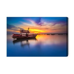 Leinwandbild Boot Beim Sonnenuntergang