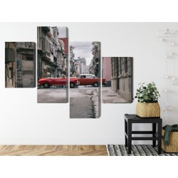 Mehrteiliges Bild Autos Im Retro-Stil In Kuba