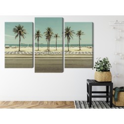 Mehrteiliges Bild Palmen Am Strand Von Ipanema In Rio De Janeiro