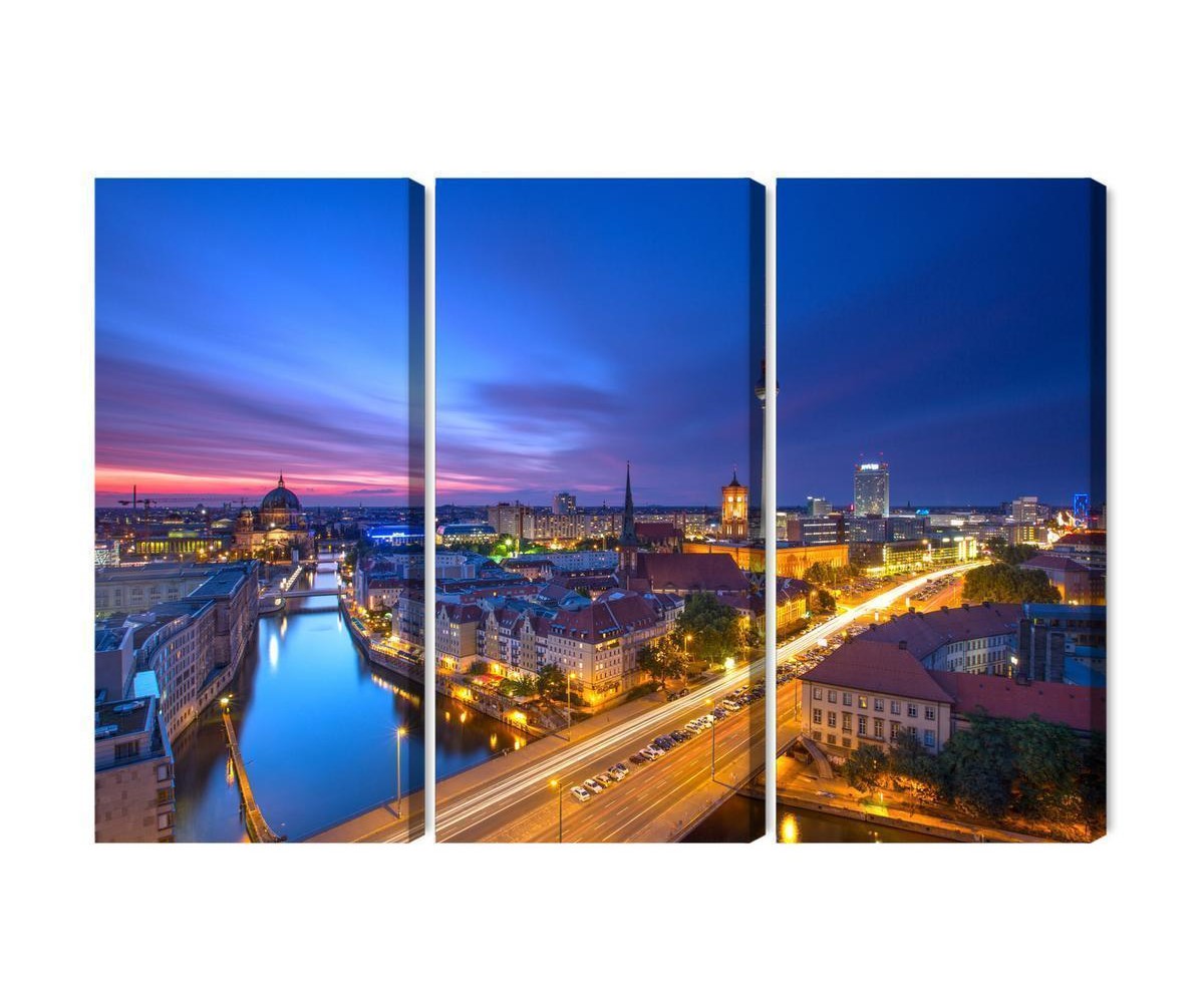 Mehrteiliges Bild Berlin-Panorama Bei Sonnenuntergang