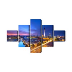 Mehrteiliges Bild Berlin-Panorama Bei Sonnenuntergang