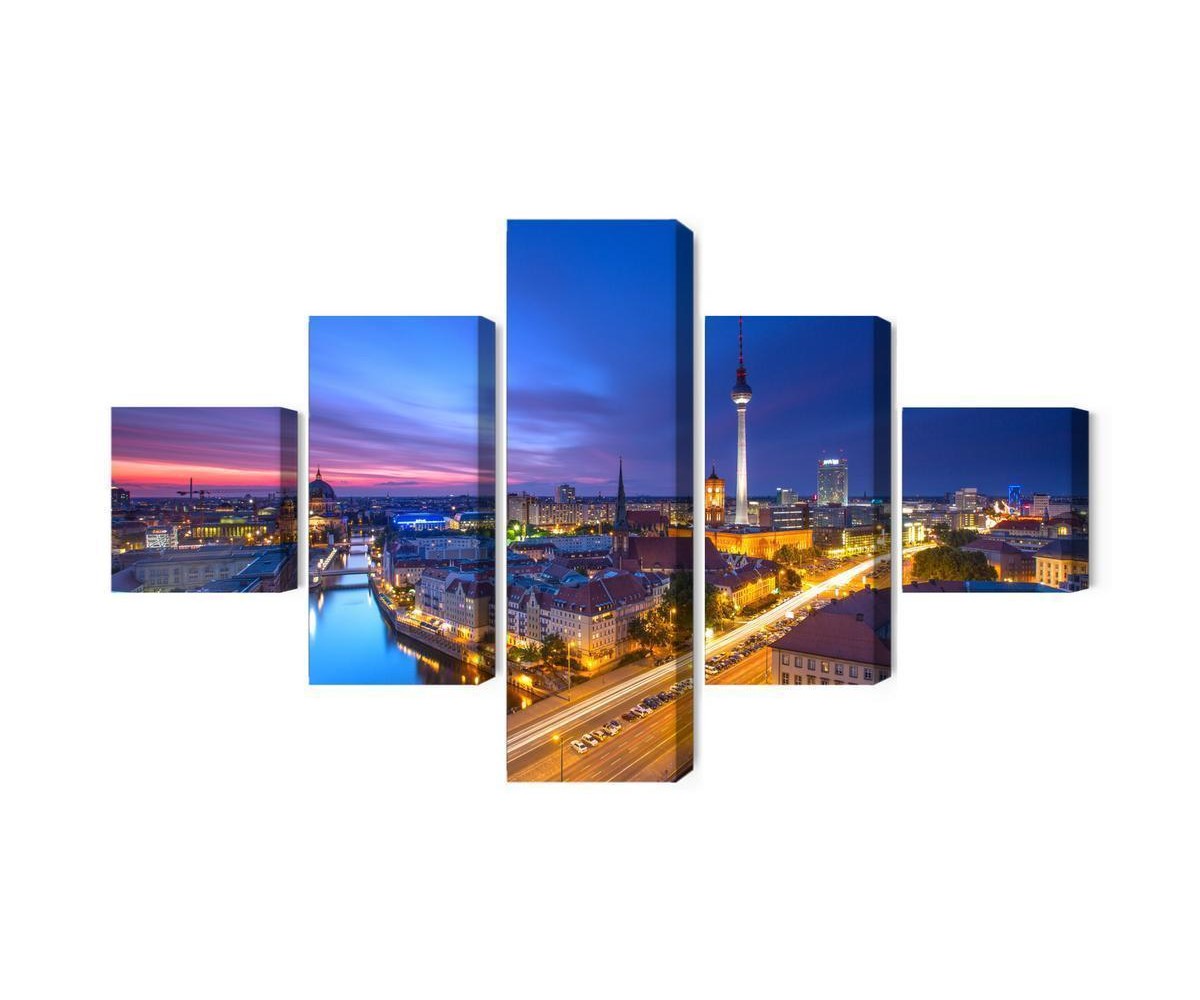 Mehrteiliges Bild Berlin-Panorama Bei Sonnenuntergang