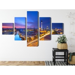 Mehrteiliges Bild Berlin-Panorama Bei Sonnenuntergang