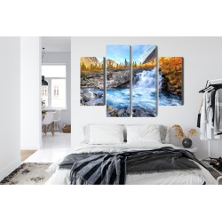 Mehrteiliges Bild Herbstlandschaft Mit Wasserfall