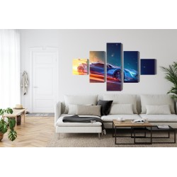 Mehrteiliges Bild 3D Futuristischer Sportwagen