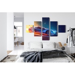 Mehrteiliges Bild 3D Futuristischer Sportwagen