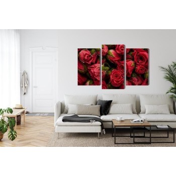 Mehrteiliges Bild Rosen Mit Wassertropfen