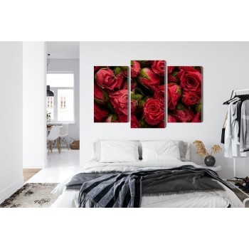 Mehrteiliges Bild Rosen Mit Wassertropfen