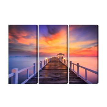Mehrteiliges Bild Sonnenuntergang Über Der Seebrücke