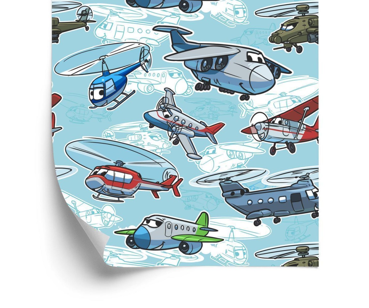 Tapete Märchenhafte Flugzeuge Und Helikopter