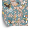 Tapete Blätter  Blumen Und Exotische Vögel