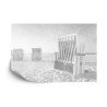 Fototapete Ostsee Strandkörbe Schwarz  Weiß