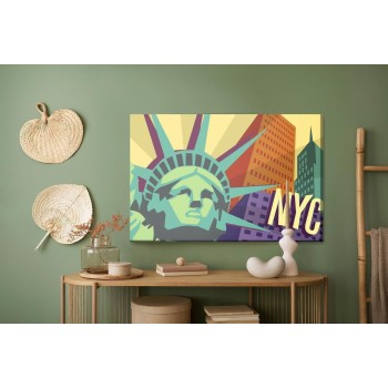 Leinwandbild Buntes New York Im Retro-Stil