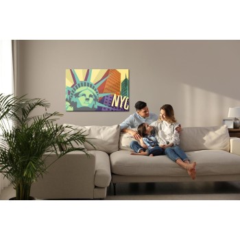 Leinwandbild Buntes New York Im Retro-Stil