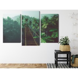Mehrteiliges Bild Hängebrücke Im Dschungel 3D