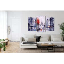 Mehrteiliges Bild Der Blick Auf Die Pariser Straße Wie Gemalt