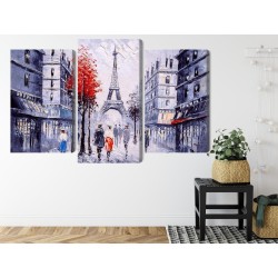 Mehrteiliges Bild Der Blick Auf Die Pariser Straße Wie Gemalt
