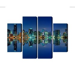 Mehrteiliges Bild Panorama Von Miami Bei Nacht