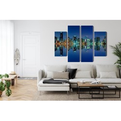 Mehrteiliges Bild Panorama Von Miami Bei Nacht
